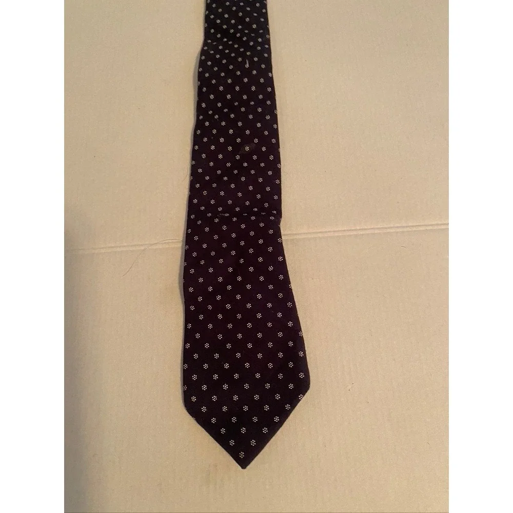 Old Navy Boys Navy Blue‎ White Floral Pin Dot Necktie XS 5 Regular Cotton